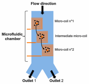 Electromagnets for microfluidic particle sorting