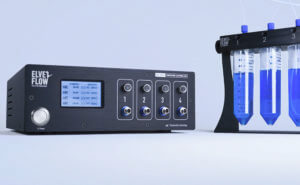 OB1 flow controller with reservoir racks by Elveflow for microfluidics